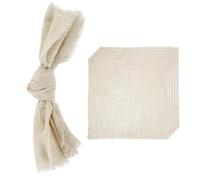 sourcing map 6Pcs Handmade Cloth Napkins, 16.5x16.5 Inch Cotton Napkins with Fringe Square Rustic Table Napkin for Wedding Party Dinner Table Decor Bridal Shower, Beige