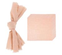 sourcing map 6Pcs Handmade Cloth Napkins, 16.5x16.5 Inch Cotton Napkins with Fringe Square Rustic Table Napkin for Wedding Party Dinner Table Decor Bridal Shower, Apricot