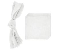 sourcing map 6Pcs Handmade Cloth Napkins, 16.5x16.5 Inch Cotton Napkins with Fringe Square Rustic Table Napkin for Wedding Party Dinner Table Decor Bridal Shower, White