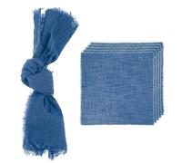 sourcing map 6Pcs Handmade Cloth Napkins, 16.5x16.5 Inch Cotton Napkins with Fringe Square Rustic Table Napkin for Wedding Party Dinner Table Decor Bridal Shower, Navy Blue