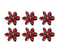 sourcing map 6Pcs Handmade Flower Beaded Patches, Glass Crystal Appliques Embroidery Sewing Beaded Flower Applique Patch for Dress Bags Headband Decor, Red