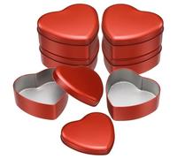 sourcing map 6Pcs Heart Shaped Metal Tins Box, Empty Candy Jars with Lids, Favors Storage Containers for Valentine's Day Candles Wedding Parties Cookies Gifts, Red (12.5x11.5x4.5cm)