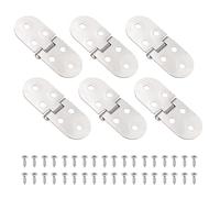 sourcing map 6Pcs Hidden Folding Table Hinges, 3.15" x 1.22" Iron Flat Hinge, 180 Degree Furniture Hinges for Wood Table Kitchen Cabinet Door, Nickel