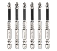 sourcing map 6pcs Impact Phillips Screwdriver Bit PH2 (#2) Anti Slip Tip 1/4" Hex Shank 3" (75mm) Long Magnetic Cross Screw Driver Industrial Power Drill Bits for Remove Fastening Screws