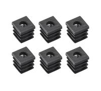 sourcing map 6Pcs Inserts for Square Tubes with M6-1.0mm Thread, for 0.63"x0.63" OD Square Tube, Black Plastic Plug Caster Insert Chair End Caps Furniture