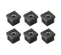 sourcing map 6Pcs Inserts for Square Tubes with M8-1.25mm Thread, for 0.79"x0.79" OD Square Tube, Black Plastic Plug Caster Insert Chair End Caps Furniture