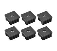 sourcing map 6Pcs Inserts for Square Tubes with M8-1.25mm Thread, for 1.5"x1.5" OD Square Tube, Black Plastic Plug Caster Insert Chair End Caps Furniture