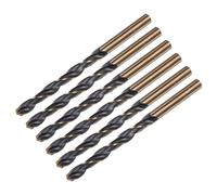 sourcing map 6pcs Jobber Drill Bits 6.5mm Black Nitride & Gold Titanium Coated 4341 High Speed Steel (HSS) 135 Degree Split Point Twist Drill Bits for Stainless Steel Metal Plastic Wood