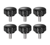 sourcing map 6pcs Knurled Clamping Knobs M5 x 12mm Metric 304 Stainless Steel Male Thread Thumb Screw on Type 22mm Plastic Round Head Threaded Hand Bolt Stud Knobs Black