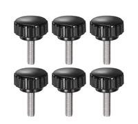 sourcing map 6pcs Knurled Clamping Knobs M5 x 20mm Metric 304 Stainless Steel Male Thread Thumb Screw on Type 22mm Plastic Round Head Threaded Hand Bolt Stud Knobs Black