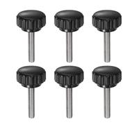 sourcing map 6pcs Knurled Clamping Knobs M5 x 25mm Metric 304 Stainless Steel Male Thread Thumb Screw on Type 22mm Plastic Round Head Threaded Hand Bolt Stud Knobs Black