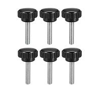 sourcing map 6pcs Knurled Clamping Knobs M5 x 25mm Metric Zinc Plated Carbon Steel Male Thread Thumb Screw on Type 16mm Plastic Round Head Threaded Hand Bolt Stud Knobs Black