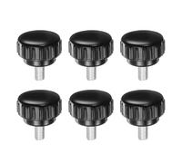 sourcing map 6pcs Knurled Clamping Knobs M6 x 12mm Metric Zinc Plated Carbon Steel Male Thread Thumb Screw on Type 30mm Plastic Round Head Threaded Hand Bolt Stud Knobs Black