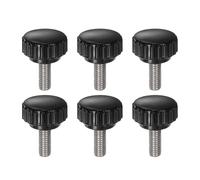 sourcing map 6pcs Knurled Clamping Knobs M6 x 16mm Metric 304 Stainless Steel Male Thread Thumb Screw on Type 22mm Plastic Round Head Threaded Hand Bolt Stud Knobs Black