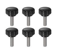 sourcing map 6pcs Knurled Clamping Knobs M6 x 20mm Metric 304 Stainless Steel Male Thread Thumb Screw on Type 22mm Plastic Round Head Threaded Hand Bolt Stud Knobs Black