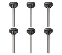 sourcing map 6pcs Knurled Clamping Knobs M6 x 50mm Metric 304 Stainless Steel Male Thread Thumb Screw on Type 22mm Plastic Round Head Threaded Hand Bolt Stud Knobs Black