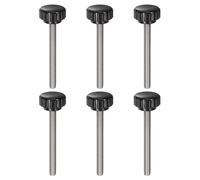 sourcing map 6pcs Knurled Clamping Knobs M6 x 60mm Metric 304 Stainless Steel Male Thread Thumb Screw on Type 22mm Plastic Round Head Threaded Hand Bolt Stud Knobs Black