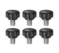 sourcing map 6pcs Knurled Clamping Knobs M8 x 10mm Metric 304 Stainless Steel Male Thread Thumb Screw on Type 22mm Plastic Round Head Threaded Hand Bolt Stud Knobs Black