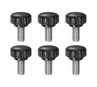 sourcing map 6pcs Knurled Clamping Knobs M8 x 16mm Metric 304 Stainless Steel Male Thread Thumb Screw on Type 22mm Plastic Round Head Threaded Hand Bolt Stud Knobs Black