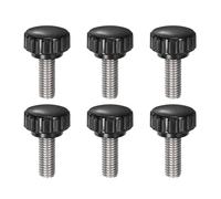 sourcing map 6pcs Knurled Clamping Knobs M8 x 20mm Metric 304 Stainless Steel Male Thread Thumb Screw on Type 22mm Plastic Round Head Threaded Hand Bolt Stud Knobs Black