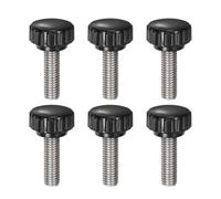 sourcing map 6pcs Knurled Clamping Knobs M8 x 25mm Metric 304 Stainless Steel Male Thread Thumb Screw on Type 22mm Plastic Round Head Threaded Hand Bolt Stud Knobs Black