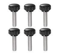 sourcing map 6pcs Knurled Clamping Knobs M8 x 30mm Metric 304 Stainless Steel Male Thread Thumb Screw on Type 22mm Plastic Round Head Threaded Hand Bolt Stud Knobs Black