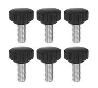 sourcing map 6pcs Knurled Clamping Knobs Thumb Screws M10 x 25mm Metric Male Thread 28mm Matte Plastic Head 304 Stainless Steel Stud Hand Threaded Knob Thumbscrew Handle, Black