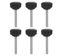 sourcing map 6pcs Knurled Clamping Knobs Thumb Screws M6 x 50mm Metric Male Thread 28mm Matte Plastic Head 304 Stainless Steel Stud Hand Threaded Knob Thumbscrew Handle, Black