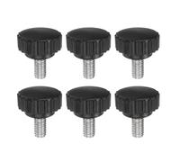 sourcing map 6pcs Knurled Clamping Knobs Thumb Screws M8 x 16mm Metric Male Thread 28mm Matte Plastic Head 304 Stainless Steel Stud Hand Threaded Knob Thumbscrew Handle, Black