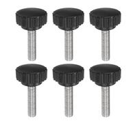 sourcing map 6pcs Knurled Clamping Knobs Thumb Screws M8 x 30mm Metric Male Thread 28mm Matte Plastic Head 304 Stainless Steel Stud Hand Threaded Knob Thumbscrew Handle, Black