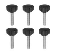 sourcing map 6pcs Knurled Clamping Knobs Thumb Screws M8 x 35mm Metric Male Thread 28mm Matte Plastic Head 304 Stainless Steel Stud Hand Threaded Knob Thumbscrew Handle, Black