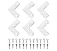 sourcing map 6Pcs l Shape Flat Bracket, 1.57" x 1.57" Metal Flat Corner Bracket Right Angle Corner Brace Mending Plate with Screws for Wood Frame Furniture Fixing Joining, Silver