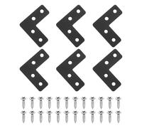 sourcing map 6Pcs l Shape Flat Bracket, 40mm x 40mm Metal Flat Corner Bracket Right Angle Corner Brace Mending Plate with Screws for Wood Frame Furniture Fixing Joining, Black