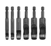 sourcing map 6pcs Leather Hollow Punch Hex Shank for Drills, 5/6/8/10/11/12mm Dia Hole Punch for Thick Fabrics Leathercraft Working Pvc Card Plastic Punching