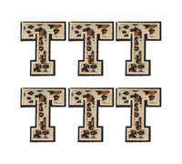 sourcing map 6pcs Letters t Patches Leopard Iron-On, 2.01 Inch Decorative Alphabet Letter Sewing Black Border Sew Embroidered Applique Patches for Clothing Repair Backpack Jean