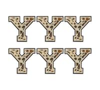 sourcing map 6pcs Letters Y Patches Leopard Iron-On, 2.52 Inch Decorative Alphabet Letter Sewing Black Border Sew Embroidered Applique Patches for Clothing Repair Backpack Jean