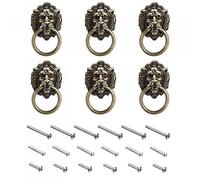 sourcing map 6Pcs Lion Head Pulls Knob 1.57" x 2.68" Bronze Lion Head Drawer Pulls Ring Pull for Cupboard Suitcase Furniture Replacement with Mounting Screws