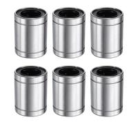 sourcing map 6Pcs LM20UU Linear Bearing 20mm Bore 32mm OD 43mm Length Linear Ball Bearings Double Side Rubber Sealed Bearing Steel for CNC Machine 3D Printer Food Packaging Machine