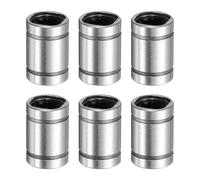 sourcing map 6Pcs LM5UU Linear Bearing 5mm Bore 10mm OD 15mm Length Linear Ball Bearings Double Side Rubber Sealed Bearing Steel for CNC Machine 3D Printer Food Packaging Machine