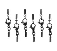 sourcing map 6Pcs Lobster Claw Clasp with Cord End Caps, 1mm ID Stainless Steel Necklace Cord Ends, Leather Fold Over Clasp Connector for Bracelet DIY Crafting Jewelry Making, Black(Style 2)