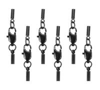 sourcing map 6Pcs Lobster Claw Clasp with Cord End Caps, 1mm ID Stainless Steel Necklace Cord Ends, Leather Fold Over Clasp Connector for Bracelet DIY Crafting Jewelry Making, Black(Style 1)