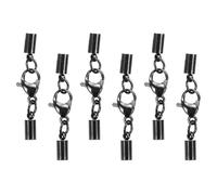 sourcing map 6Pcs Lobster Claw Clasp with Cord End Caps, 2.5mm ID Stainless Steel Necklace Cord Ends, Leather Fold Over Clasp Connector for Bracelet DIY Crafting Jewelry Making, Black(Style 2)