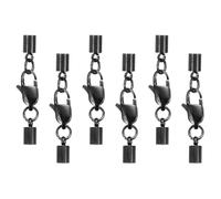 sourcing map 6Pcs Lobster Claw Clasp with Cord End Caps, 3.5mm ID Stainless Steel Necklace Cord Ends, Leather Fold Over Clasp Connector for Bracelet DIY Crafting Jewelry Making, Black(Style 1)