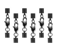sourcing map 6Pcs Lobster Claw Clasp with Cord End Caps, 5mm ID Stainless Steel Necklace Cord Ends, Leather Fold Over Clasp Connector for Bracelet DIY Crafting Jewelry Making, Black(Style 1)