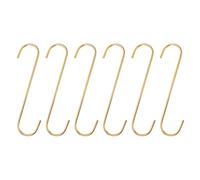 sourcing map 6pcs Long S Hooks 8 Inch Extra Long Metal S-Shaped Hanging Hooks High Manganese Steel S Hanger Storage Organizing Tool for Kitchen Garden Bathroom Garage Closet, Gold Tone