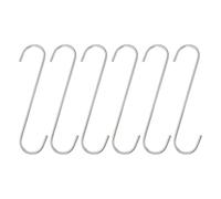 sourcing map 6pcs Long S Hooks 8 Inch Extra Long Metal S-Shaped Hanging Hooks High Manganese Steel S Hanger Storage Organizing Tool for Kitchen Garden Bathroom Garage Closet, Silver