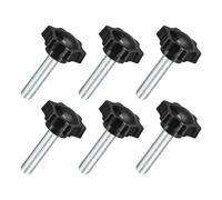 sourcing map 6Pcs M10 x 40mm Star Knobs, Plastic Hex Shaped Clamping Knob Screw Hand Tightening Replacement Knob for Umbrella Base Replacement knob