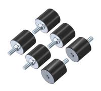 sourcing map 6pcs M10x28mm Rubber Isolator Mounts with Studs 40x40mm Male Female Vibration Shock Absorber Zinc Plated Cylindrical Thread Mounts Anti Vibration Isolators with 6pcs M10 Lock Nuts