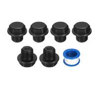 sourcing map 6Pcs M14x1.5 Outer Hex Head Male Thread Socket Pipe Fitting Plugs, Carbon Steel Flange Engine Oil Drain Plug Fitting for Terminate Pipe Ends