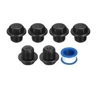 sourcing map 6Pcs M16x1.5 Outer Hex Head Male Thread Socket Pipe Fitting Plugs, Carbon Steel Flange Engine Oil Drain Plug Fitting for Terminate Pipe Ends
